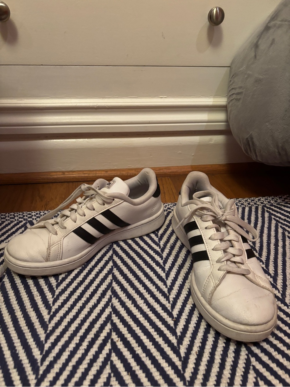 adidas White Sneakers with Black Accents